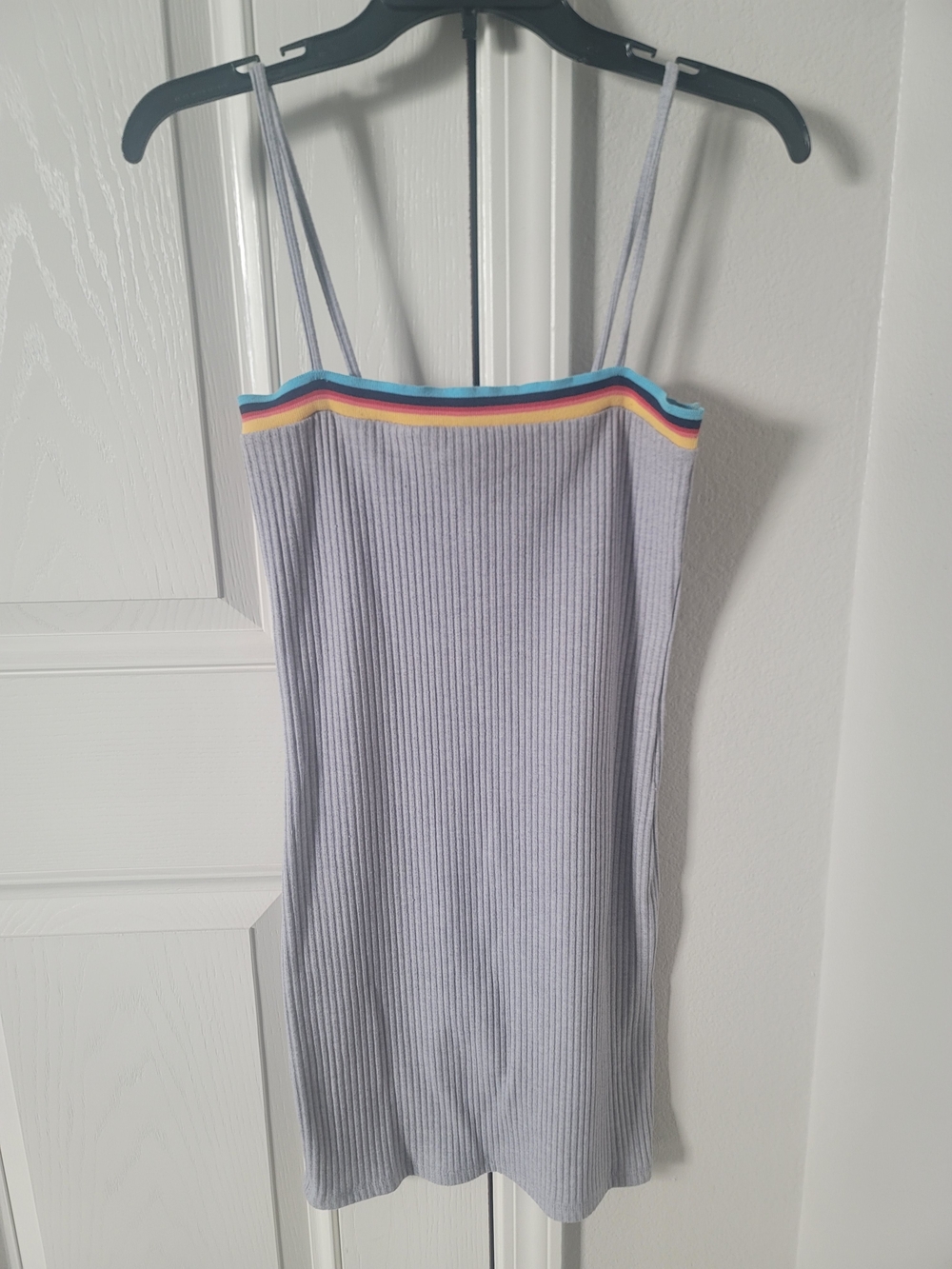 Forever 21 Lavender Ribbed Mini Dress with Rainbow Trim